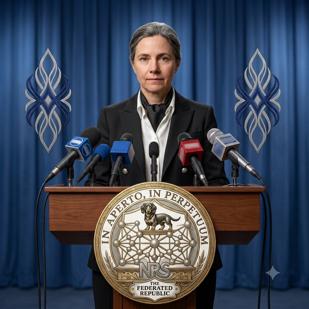 Elin Thoss addressing reporters in the Assembly press room