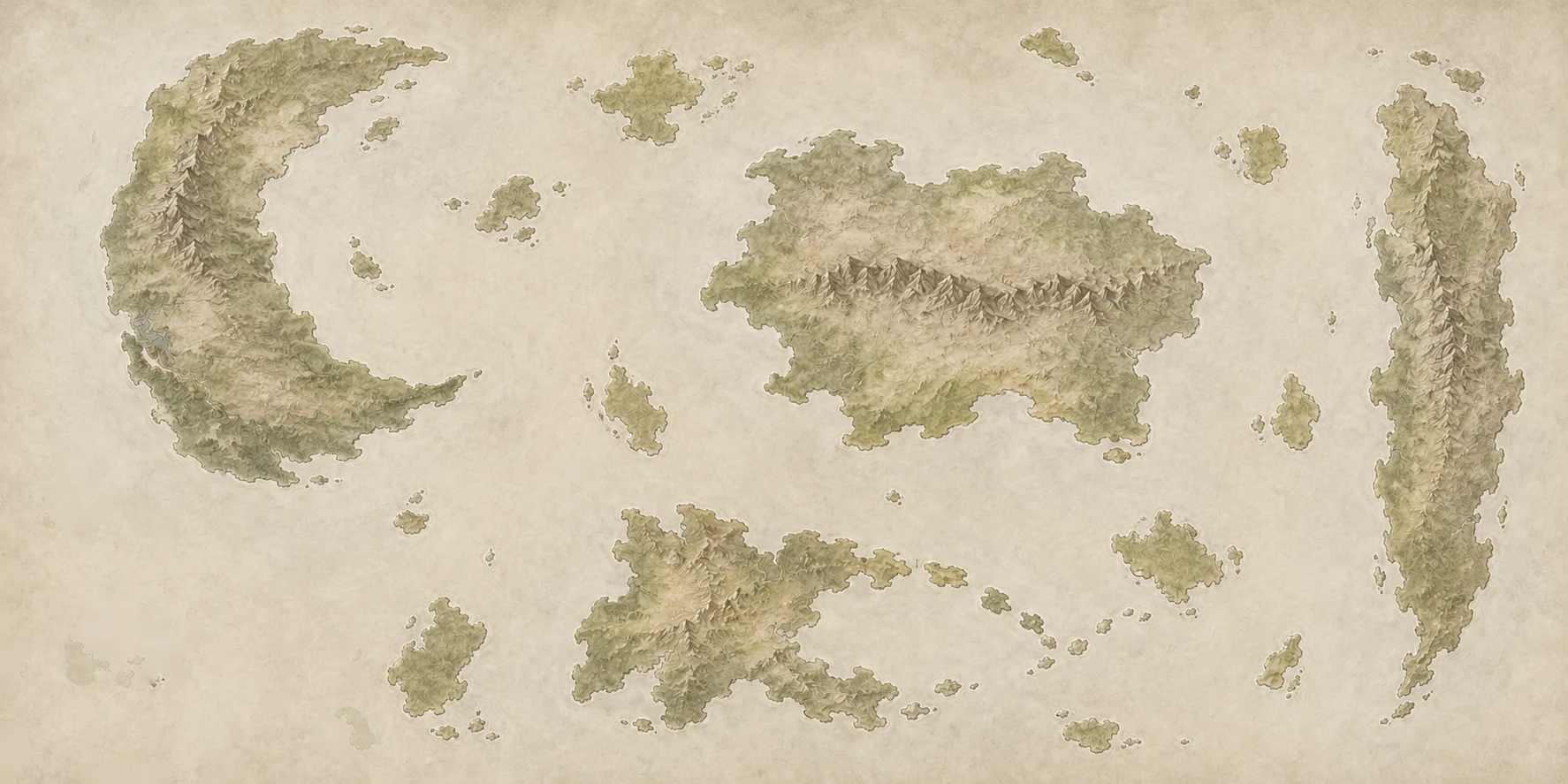 World map. Torenthia's region is marked on the western coast of the crescent continent.